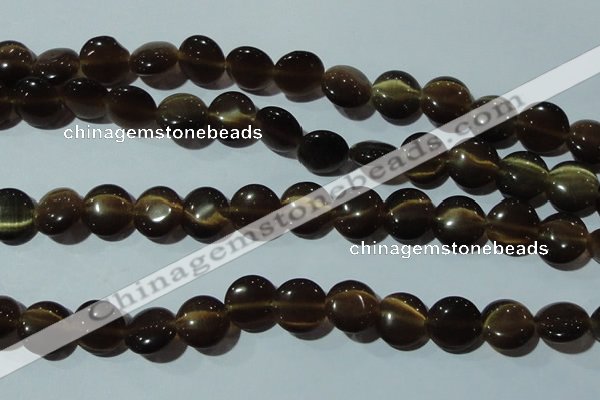 CCT527 15 inches 10mm flat round cats eye beads wholesale