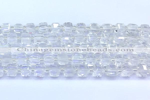 CCU1300 15 inches 9mm - 10mm faceted cube white crystal beads