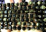 CCU1407 15 inches 6mm - 7mm faceted cube golden obsidian beads