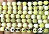 CCU1425 15 inches 6mm - 7mm faceted cube butter jade beads
