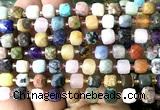 CCU1433 15 inches 6mm - 7mm faceted cube colorful gemstone beads