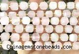 CCU1451 15 inches 8mm - 9mm faceted cube rose quartz beads