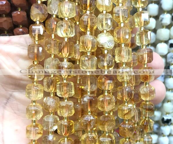 CCU1455 15 inches 8mm - 9mm faceted cube citrine gemstone beads