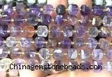 CCU1462 15 inches 8mm - 9mm faceted cube purple phantom quartz beads