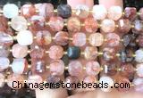CCU1463 15 inches 8mm - 9mm faceted cube red quartz beads