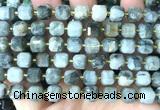 CCU1492 15 inches 8mm - 9mm faceted cube eagle eye jasper beads