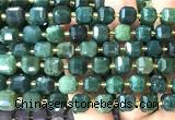 CCU1504 15 inches 8mm - 9mm faceted cube moss agate beads