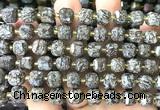 CCU1514 15 inches 8mm - 9mm faceted cube Chinese snowflake obsidian beads