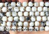 CCU1518 15 inches 8mm - 9mm faceted cube white moonstone beads