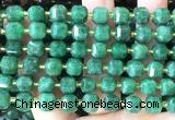 CCU1526 15 inches 8mm - 9mm faceted cube green jade beads