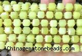 CCU1530 15 inches 8mm - 9mm faceted cube lemon jade beads