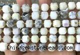 CCU1532 15 inches 8mm - 9mm faceted cube white opal beads