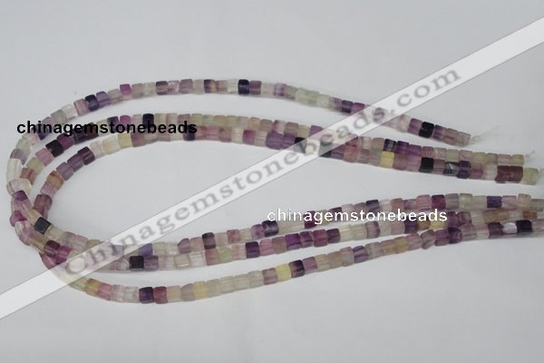 CCU23 15.5 inches 5*5mm cube rainbow fluorite beads wholesale