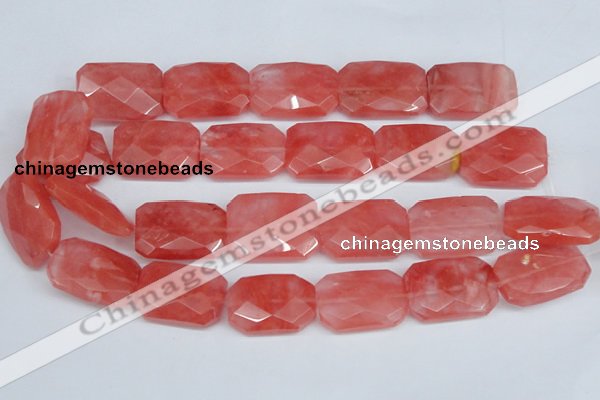 CCY166 15.5 inches 20*30mm faceted rectangle cherry quartz beads