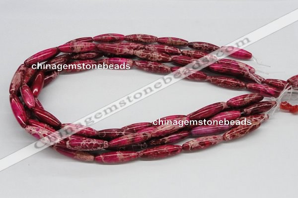 CDE10 15.5 inches 8*30mm rice dyed sea sediment jasper beads