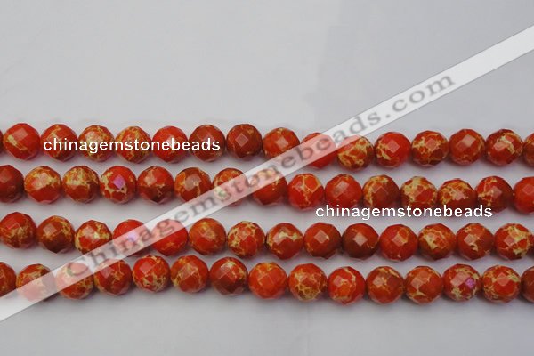 CDE2104 15.5 inches 14mm faceted round dyed sea sediment jasper beads