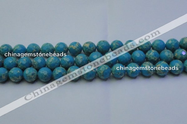 CDE2549 15.5 inches 14mm faceted round dyed sea sediment jasper beads