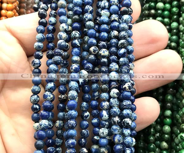 CDE3035 15 inches 4mm round sea sediment jasper beads wholesale