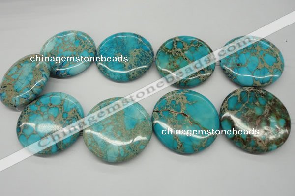 CDE353 15.5 inches 45mm flat round dyed sea sediment jasper beads