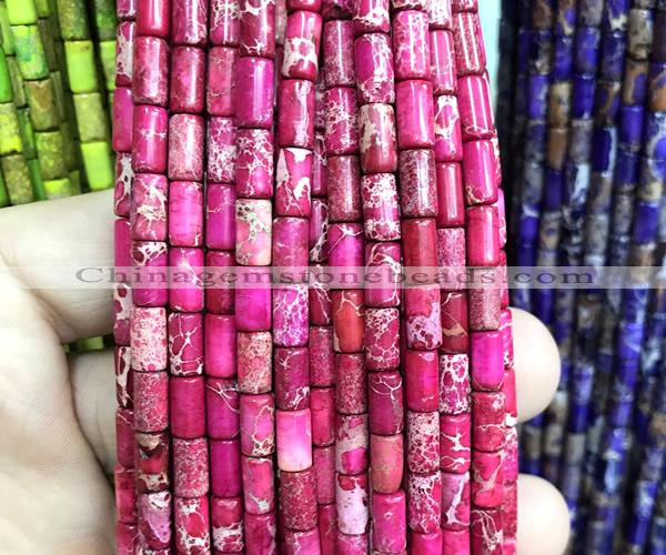 CDE3654 15 inches 4*8mm tube sea sediment jasper beads