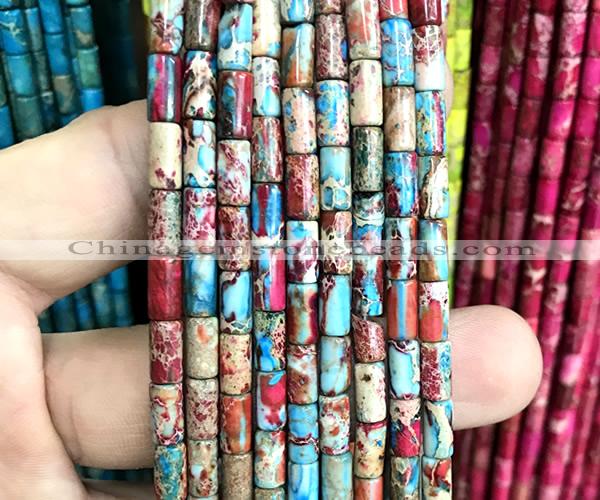 CDE3667 15 inches 4*8mm tube sea sediment jasper beads