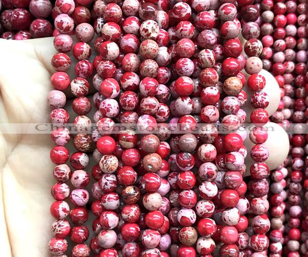 CDE3806 15 inches 6mm round red sea sediment jasper beads