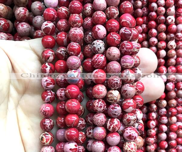 CDE3807 15 inches 8mm round red sea sediment jasper beads