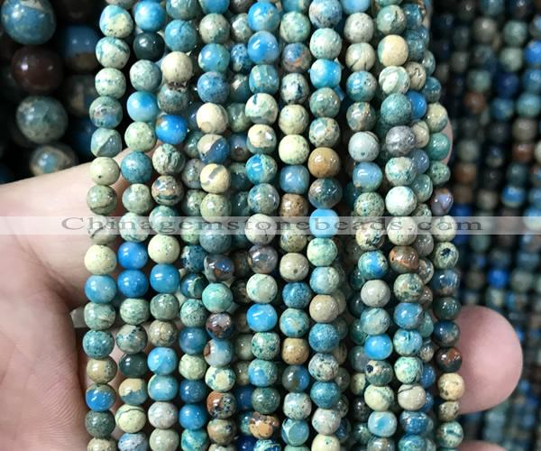 CDE3810 15 inches 4mm round blue sea sediment jasper beads