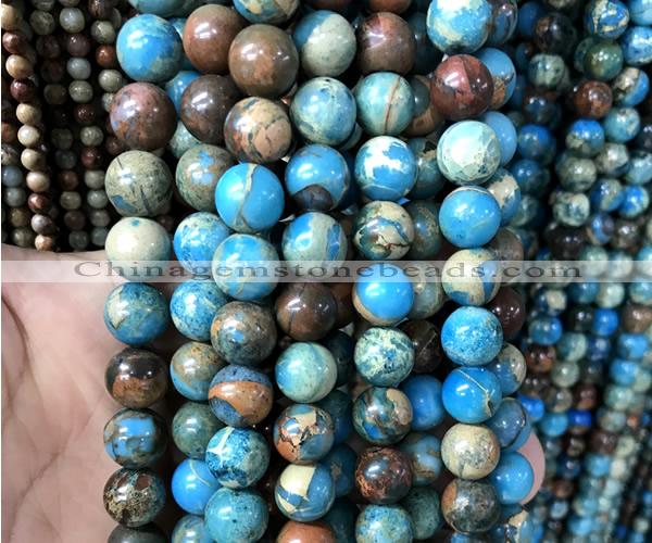 CDE3814 15 inches 10mm round blue sea sediment jasper beads