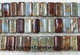 CDE3820 7.5 inches 10*20mm rectangle double drilled sea sediment jasper beads