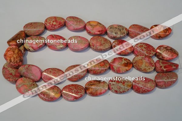 CDE575 15.5 inches 18*25mm twisted oval dyed sea sediment jasper beads