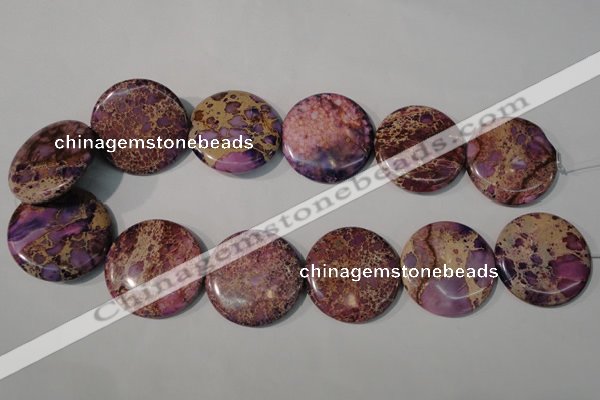 CDE708 15.5 inches 35mm flat round dyed sea sediment jasper beads