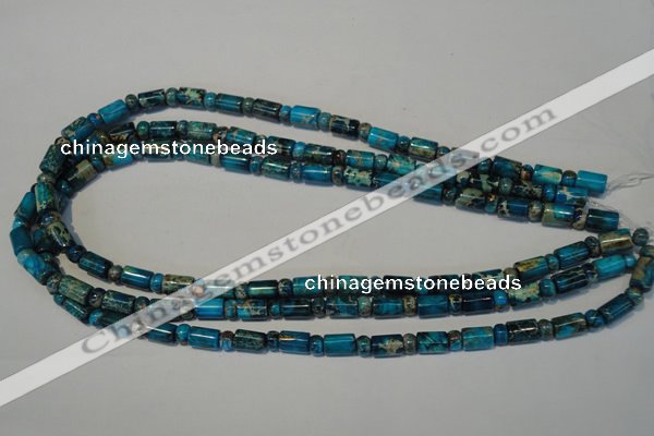 CDT288 15.5 inches 3*6mm rondelle & 6*9mm tube dyed aqua terra jasper beads