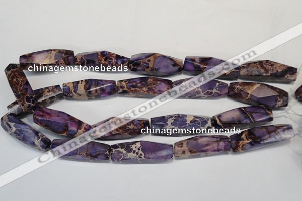 CDT386 15.5 inches 12*40mm faceted rice dyed aqua terra jasper beads