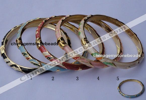 CEB05 5pcs 6mm width gold plated alloy with enamel bangles wholesale