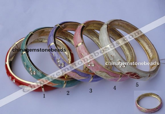 CEB15 5pcs 10mm width gold plated alloy with rhinestone & enamel bangles