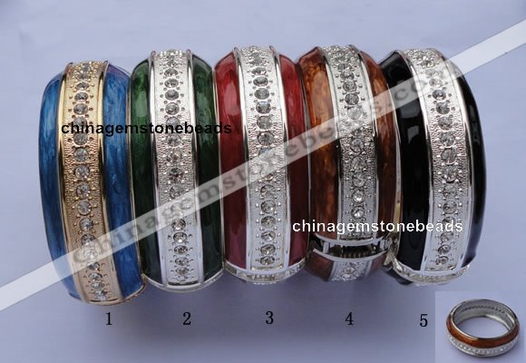 CEB17 5pcs 24.5mm width silver plated alloy with rhinestone & enamel bangle