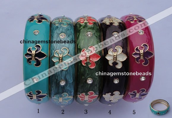 CEB19 5pcs 18mm width gold plated alloy with rhinestone & enamel bangles