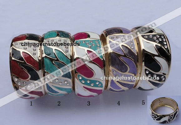 CEB20 5pcs 31mm width gold plated alloy with rhinestone & enamel bangles