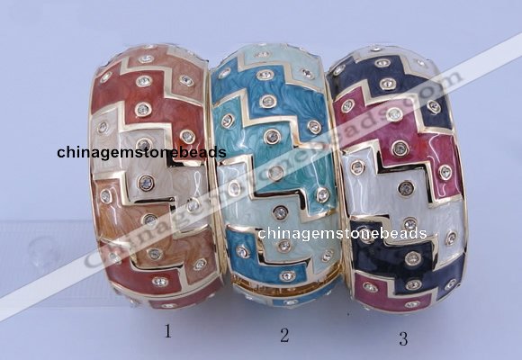 CEB25 5pcs 33mm width gold plated alloy with rhinestone & enamel bangles