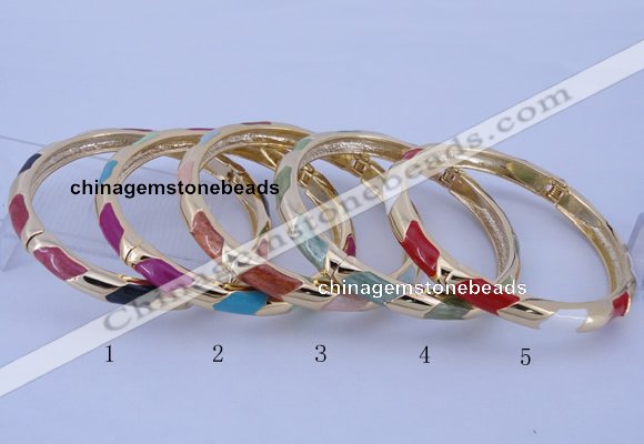 CEB28 5pcs 7mm width gold plated alloy with enamel bangles