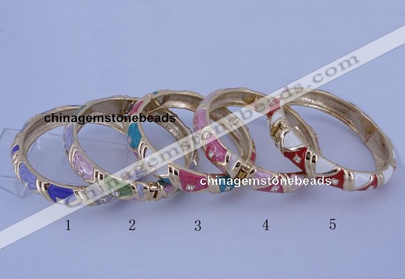 CEB34 5pcs 12mm width gold plated alloy with enamel rhinestone & bangles