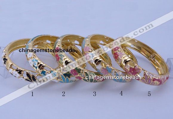 CEB39 5pcs 14mm width gold plated alloy with enamel bangles