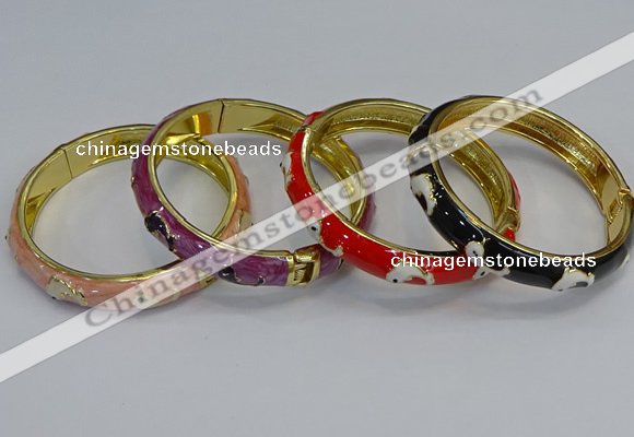 CEB63 9mm width gold plated alloy with enamel bangles wholesale