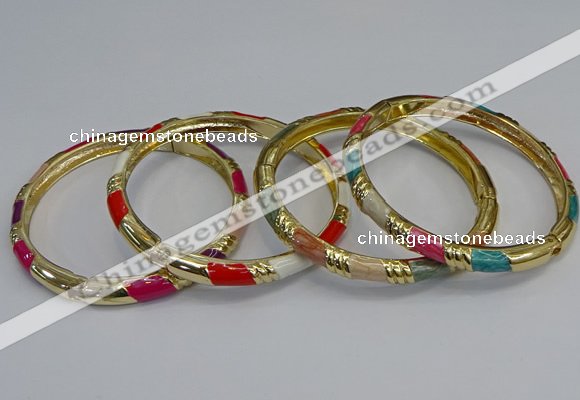 CEB73 6mm width gold plated alloy with enamel bangles wholesale