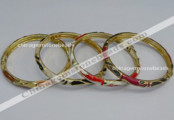 CEB98 6mm width gold plated alloy with enamel bangles wholesale