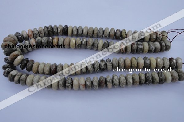 CFA212 15.5 inches 6*14mm faceted rondelle chrysanthemum agate beads