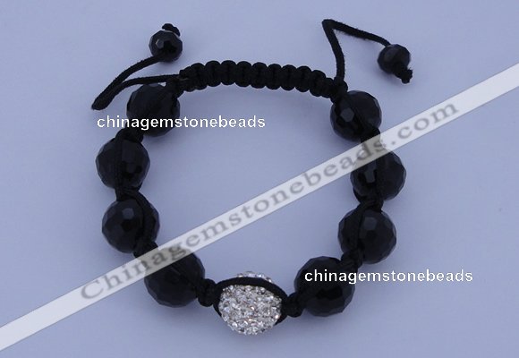 CFB546 12mm faceted round crystal with rhinestone beads bracelet