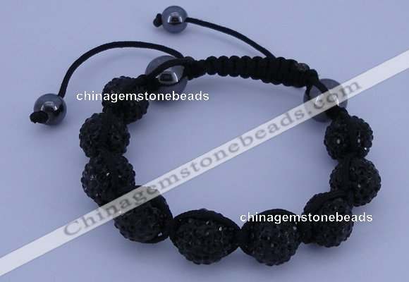 CFB561 12mm round rhinestone with hematite beads adjustable bracelet