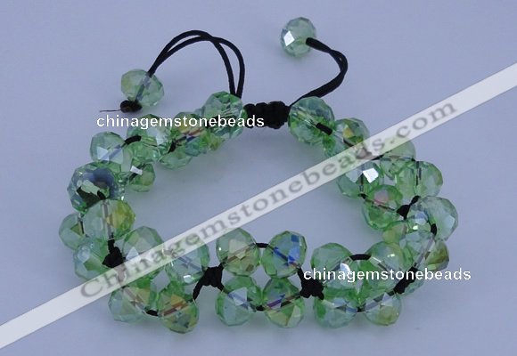 CFB581 8*10mm faceted rondelle crystal beads adjustable bracelet